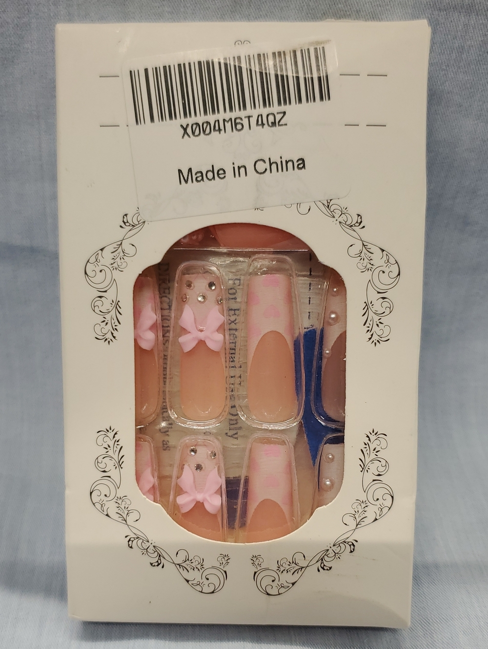 Girls Pink Bow Accent Press-On Nails - Cute Pink Decorative Set #7